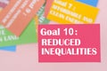 The Goal 10 : Reduced Inequalities. The SDGs 17 development goals environment. Environment Development concepts