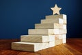 Goal setting and achievement. Star and stairs from wood