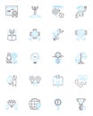 Goal setting linear icons set. aspiration, ambition, objectives, targets, focus, determination, perseverance line vector