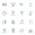 Goal setting linear icons set. aspiration, ambition, objectives, targets, focus, determination, perseverance line vector