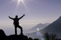 Goal success, determination and summit happiness