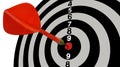 Bullseye target. Goal. Aim. Fragment. The red arrow in the top ten. Gray tone. Royalty Free Stock Photo