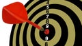 Bullseye target. Goal. Aim. Fragment. The red arrow in the top ten. Khaki tone. Royalty Free Stock Photo