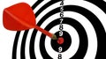 Bullseye target. Goal. Aim. Fragment. The red arrow in the top ten. White tone. Royalty Free Stock Photo