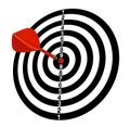 Bullseye target. Goal. Aim. Full-1. The red arrow in the top ten. Isolated. White tone. Royalty Free Stock Photo