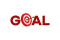 GOAL text vector image illustration with the target for archery or dart sports or business marketing goal. target focus symbol Royalty Free Stock Photo