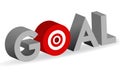 Goal word with bullseye target sign