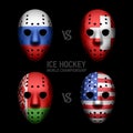 Goalie masks with flags Royalty Free Stock Photo