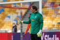 Goalkeeper Andriy Pyatov 30. The football match of UPL, FC Shakhtar Donetsk vs FC Zorya Luhansk Royalty Free Stock Photo