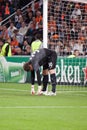 Goalkeeper Andriy Pyatov warming up