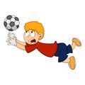 Goalkeeper catch the ball cartoon
