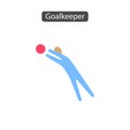 Goalkeeper jumps to ball icon. Royalty Free Stock Photo