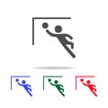 Goalkeeper jumps to ball icons. Elements of sport element in multi colored icons. Premium quality graphic design icon. Simple