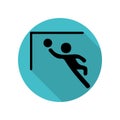 Goalkeeper jumps to ball long shadow icon. Simple glyph, flat vector of arrow icons for ui and ux, website or mobile application Royalty Free Stock Photo