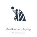 Goalkeeper playing icon vector. Trendy flat goalkeeper playing icon from recreational games collection isolated on white