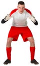 Goalkeeper in red and white ready to catch Royalty Free Stock Photo