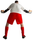 Goalkeeper in red and white ready to catch Royalty Free Stock Photo