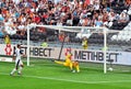 Goalkeeper returns the ball off target Royalty Free Stock Photo