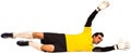 Goalkeeper in yellow making a save Royalty Free Stock Photo