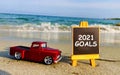 2021 goals on Black Board. Royalty Free Stock Photo