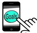 Goals Button Displays Aims Objectives Or Aspirations