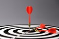 Goals concept - Smart goal setting, red three darts arrows in the target center business goal concept, for business targeting Royalty Free Stock Photo