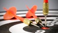 Goals concept - Smart goal setting, red three darts arrows in the target center business goal concept, for business targeting Royalty Free Stock Photo