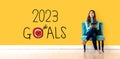 2023 goals concept with young woman Royalty Free Stock Photo