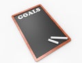Goals 3d word on chalkboard concept