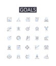 Goals line icons collection. Partnership, Collaboration, Business, Deals, Association, Affiliation, Alliance vector and