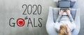 2020 Goals with man using a laptop Royalty Free Stock Photo