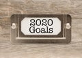 2020 Goals Metal File Cabinet Label Frame on Wood