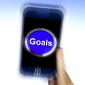 Goals On Mobile Phone Shows Aims Objectives Or Aspirations