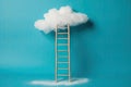 goals new achieving concept business creative success dreaming space copy background colored blue top cloud Ladder Royalty Free Stock Photo