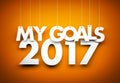 Goals in new year 2017 - word hanging on orange background