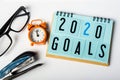 2020 goals on office desk background, business planning and new year concept Royalty Free Stock Photo