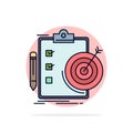 goals, report, analytics, target, achievement Flat Color Icon Vector