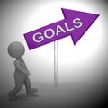 Goals Sign Indicates Aspiration Desires 3d Rendering