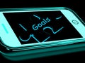 Goals Smartphone Shows Aims Objectives And Targets