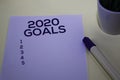 2020 Goals text on the paper isolated on desk background Royalty Free Stock Photo