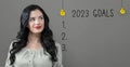 2023 goals with young woman Royalty Free Stock Photo