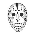 Goaltender mask sketch engraving vector