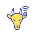 Goat with animal monitoring chip RGB color icon