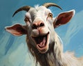 Goat with big smile and muttonchops on streaming magazine cover Royalty Free Stock Photo