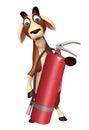Goat cartoon character with fire extinguisher Royalty Free Stock Photo