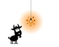 Goat cartoon illustration and lightbulb, vector Royalty Free Stock Photo