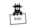 Goat cartoon illustration, vector. Cute goat silhouette holding a white board for a message isolated on white background Royalty Free Stock Photo