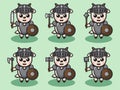 Vector illustration of cute Goat Knight cartoon