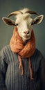 Analog Portrait: Goat In Knitwear With Braids
