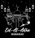 Goat Cow Eid Al Adha Background vector design for greeting cards